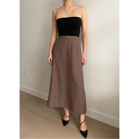Vintage Dresses & Skirts - Vintage horsebit detail tailored maxi skirt